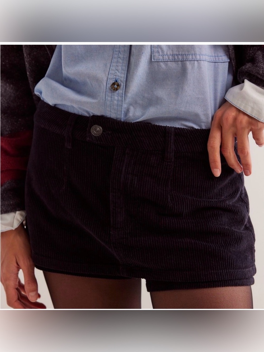Free People We The Free Galavanting Black Mini Corduroy Skort $98 Size 24 NWT